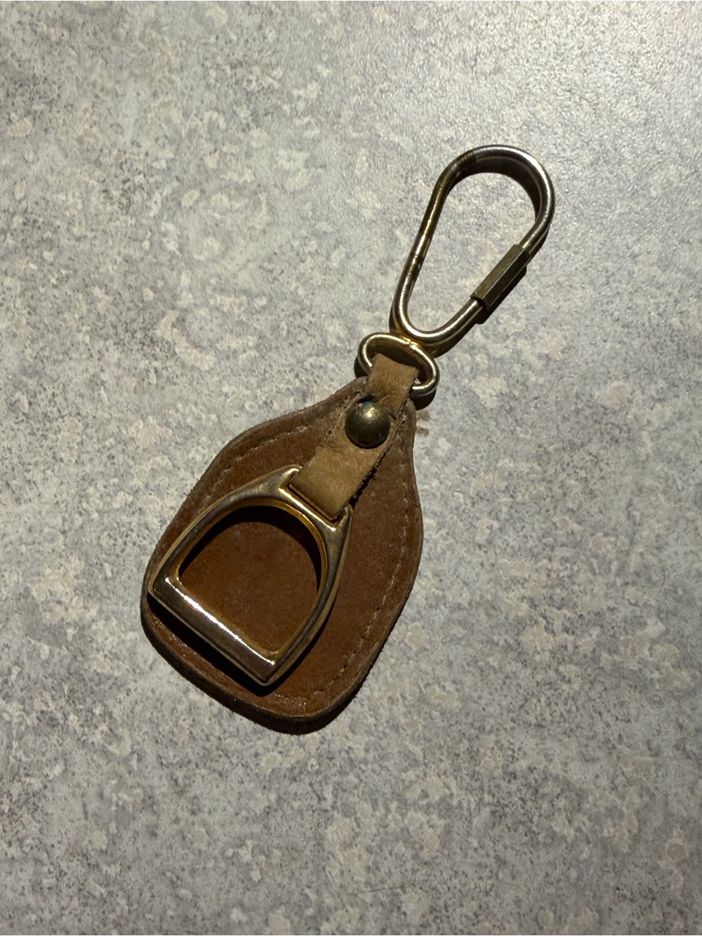 Brown Leather Keychain with Brass Stirrup Detail Equestrian Horses
